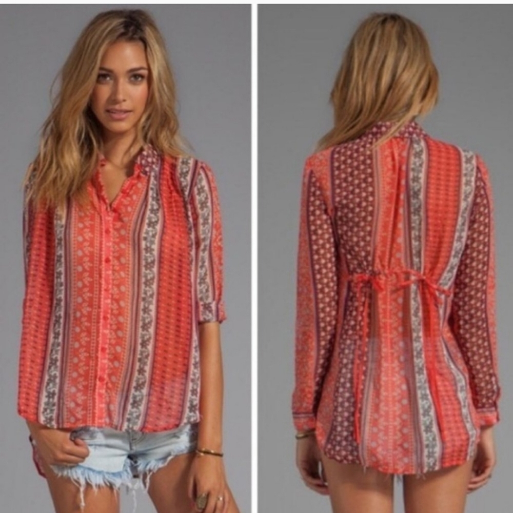 Free People Chiffon tie back blouse/tunic
